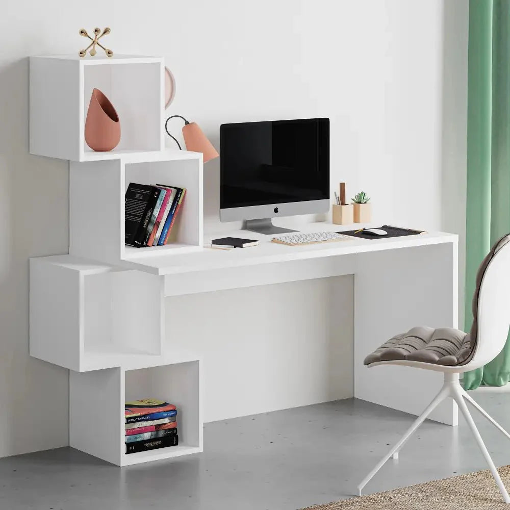 Modern Desk With Shelves 153.5cm