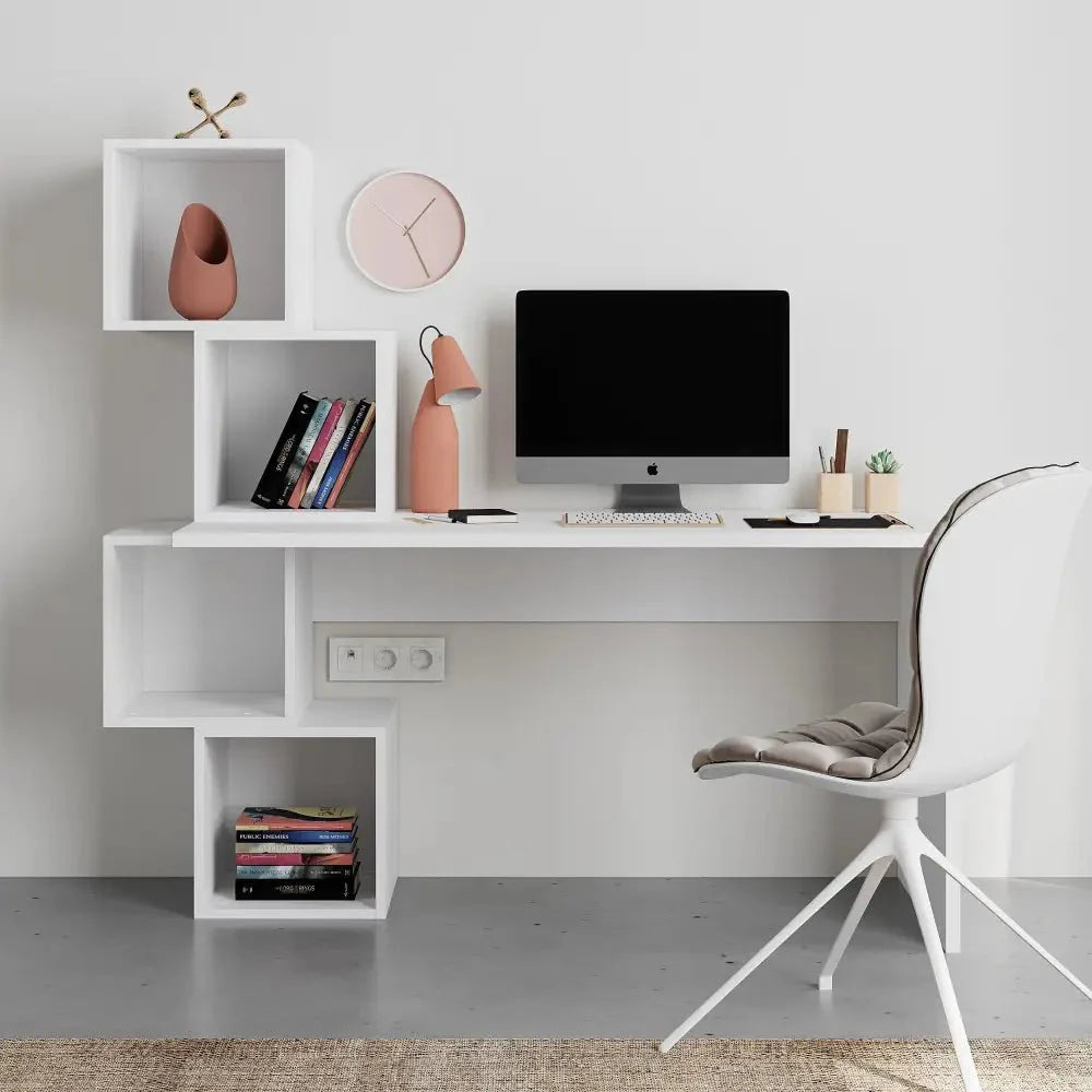 Modern Desk With Shelves 153.5cm