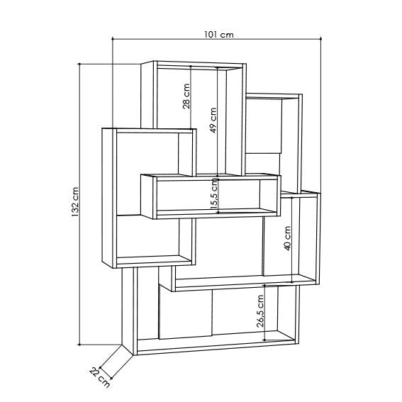 Modern Bookcase Display Unit H 132cm