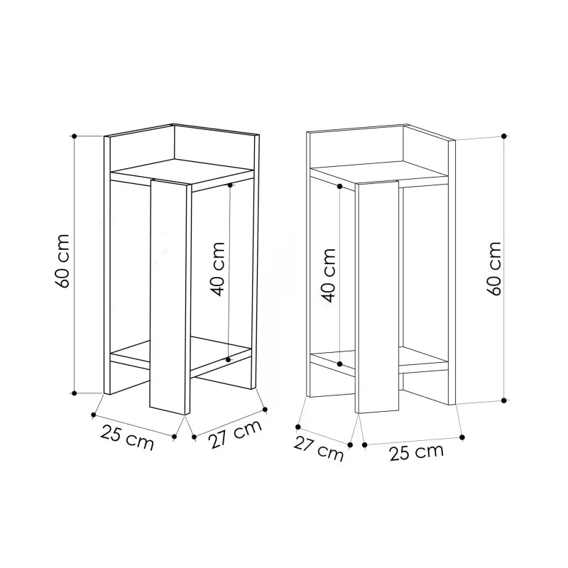 Modern Bedside Table Left And Right 25cm Narrow