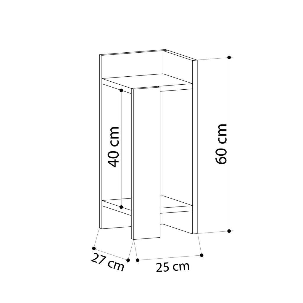 Modern Bedside Table Left Module 25cm Narrow