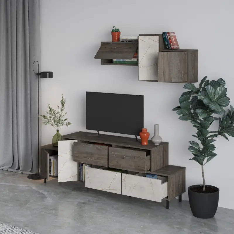Hermes Modern TV Stand Multimedia Centre TV Unit With Storage Cabinet 171.2 cm