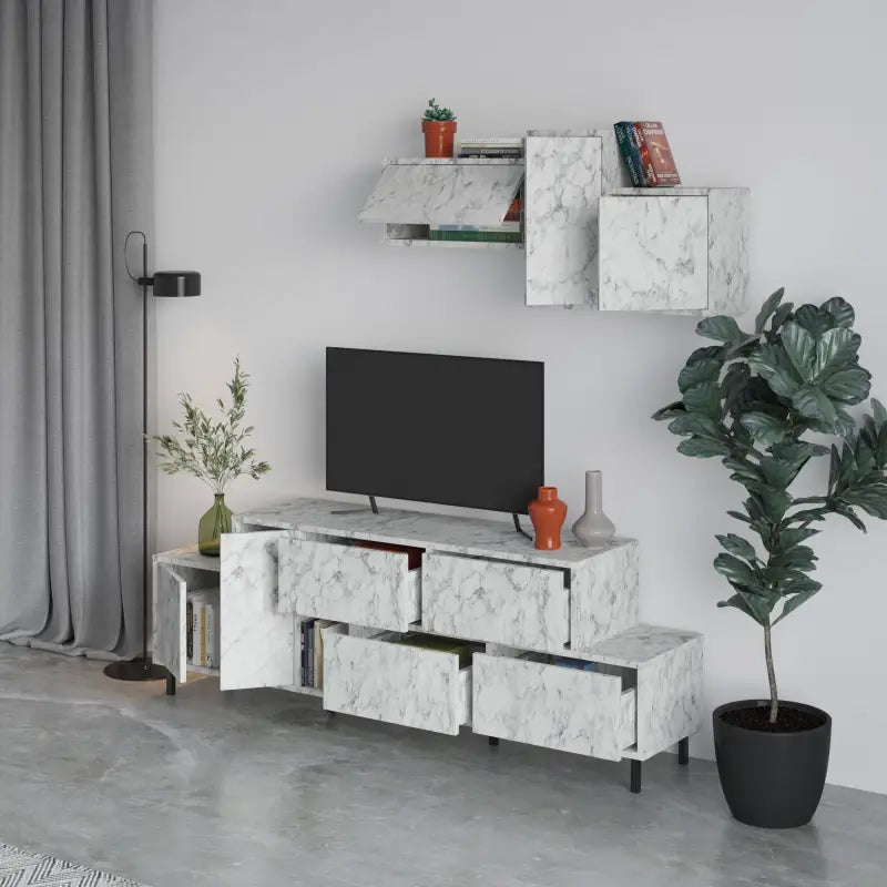 Hermes Modern TV Stand Multimedia Centre TV Unit With Storage Cabinet 171.2 cm