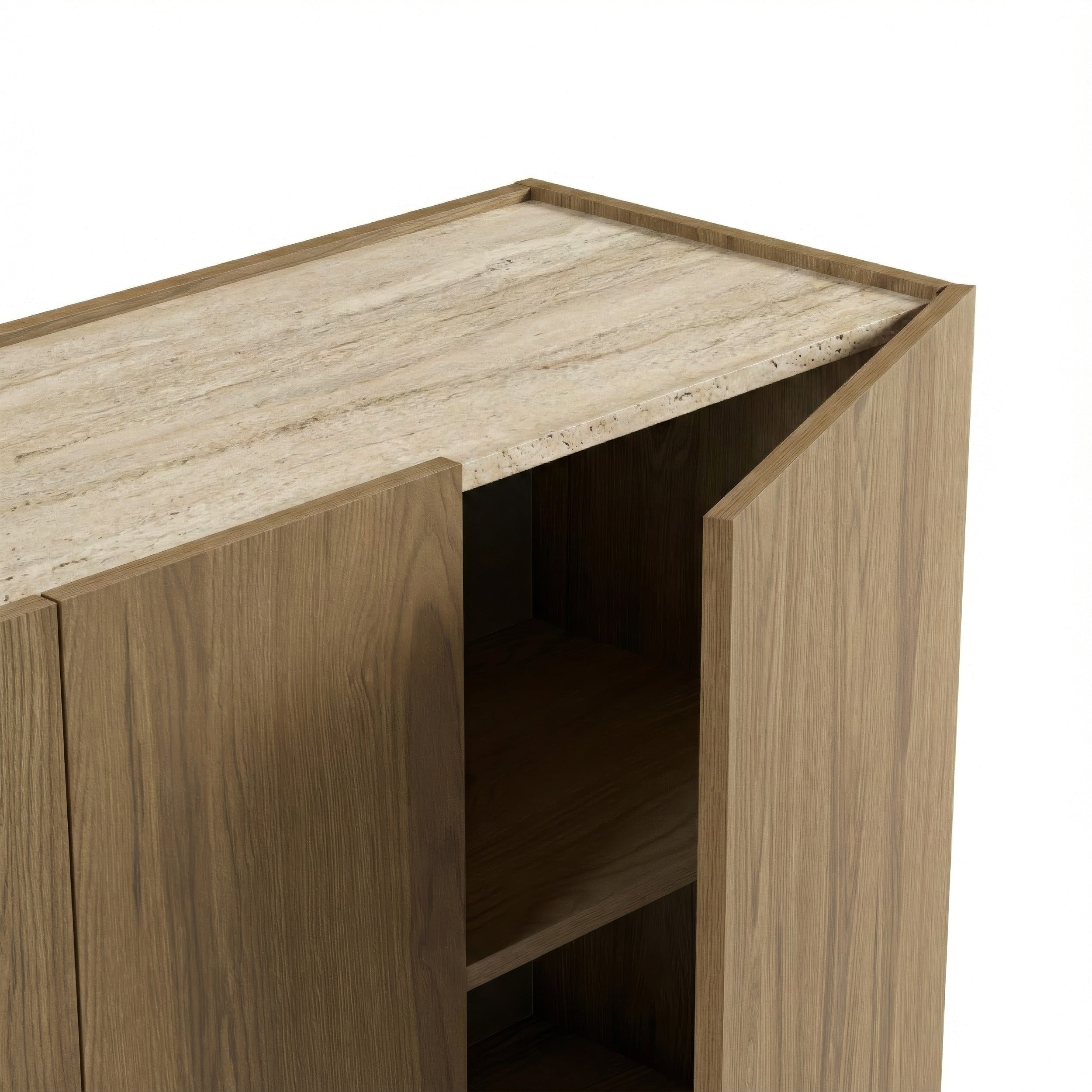 140cm Sideboard – Oak & Travertine Effect