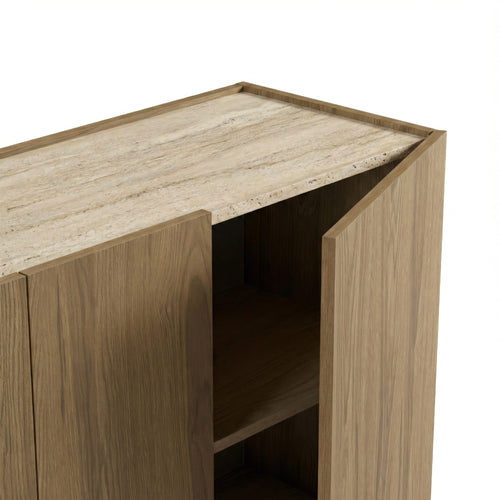 140cm Sideboard – Oak & Travertine Effect