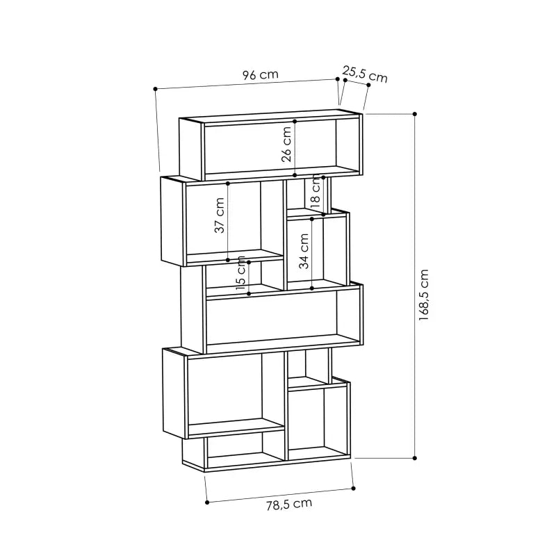 Modern Bookcase Display Unit Tall 168.5cm